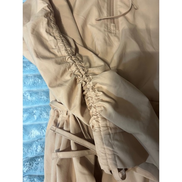 Adidas Parley Windbreaker Dress Beige Drawstring Hooded Athleisure Womens M - Picture 7 of 14